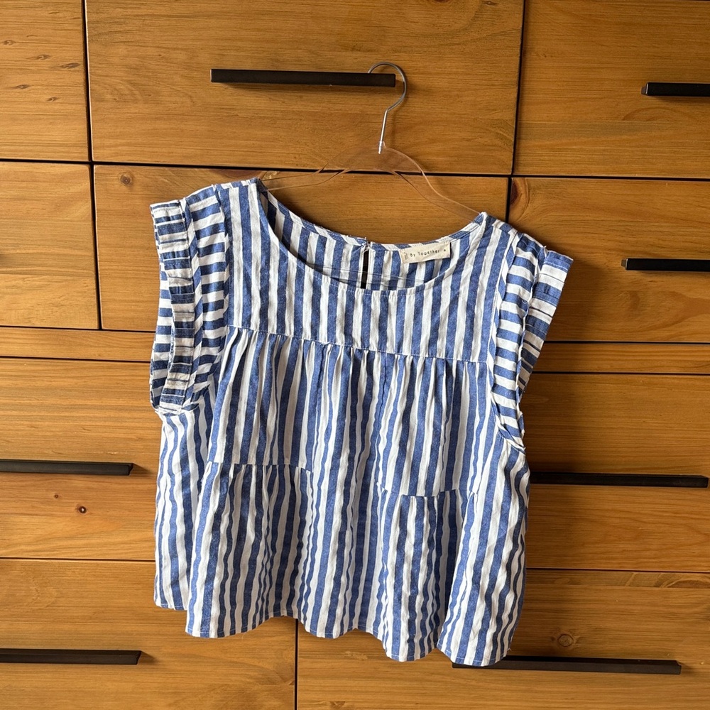 By Together Blue and White Striped Blouse